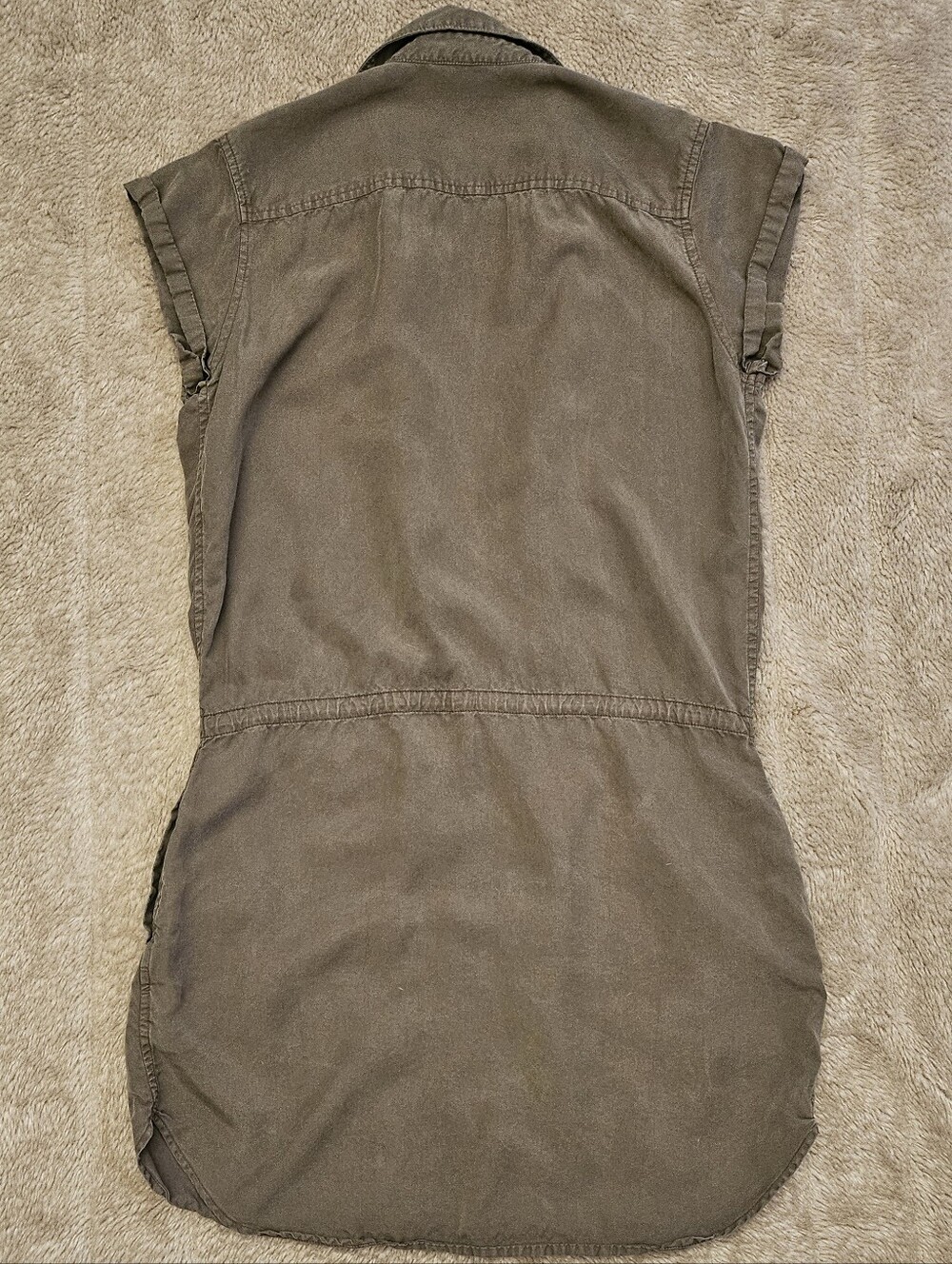 $10 w/$15+ Bundle Paige Collared Shirt dress In Dresser Olive With Tie Waist - Picture 6 of 11